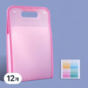 심정 아코디언 파일 가방, 4개, 12개, 분홍색