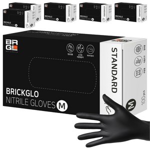 브릭글로 스탠다드 니트릴 장갑, 블랙, 중(M), 6개