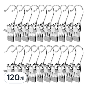 홈바내쓰 논슬립 다용도 스텐 집게걸이, 그레이, 120개