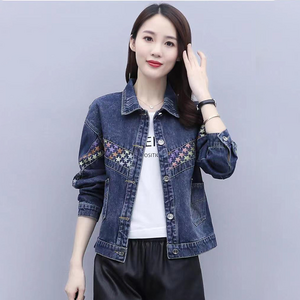 besteffie 여성 데일리 청 자켓 숏청자켓 중년여성 빈티지 숏 청자켓 오버핏 빅사이즈 E58