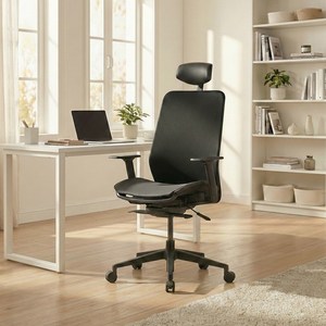 듀오백 사무용 컴퓨터 책상 메쉬의자 Q1 에어로, 블랙