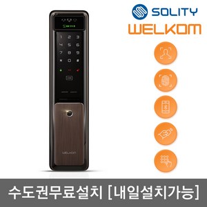[수도권설치-내일도가능 ] 웰콤 얼굴인식 푸시풀 도어록 신제품 WSP-2900A 카드키2개+번호키 블루투스(옵션) 안면인식 AI딥러닝기술적용 얼굴인식100개 현관문 디지털도어락, 웰콤 WSP-2900A, 방문설치