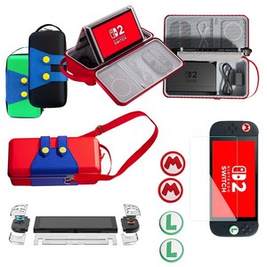 아싸라봉 닌텐도 스위치2 마리오 올인원백 가방 스타터 악세서리 6종 패키지 세트, 1세트, 그린, SW2-마리오 올인원백 6종 패키지