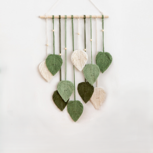 힘룸 인테리어 마크라메 벽장식, 화이트 + 그린