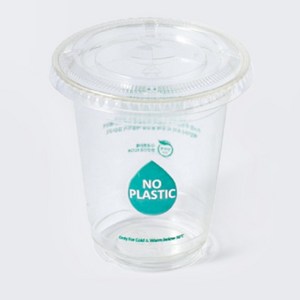 아이엠그리너 친환경 PLA 투명 아이스컵 + 평뚜껑 세트 50개입, 20개, 340ml