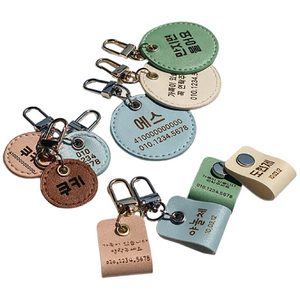 딩동펫 반려동물 외출용 가죽 인식표, 그린