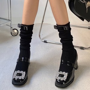 마더브띠 여성용 스퀘어 빅리본 발레코어 니삭스 양말 세트 MW012