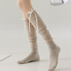 디멜디 여성용 심플 발레코어 리본 로맨틱 니삭스 MH1833