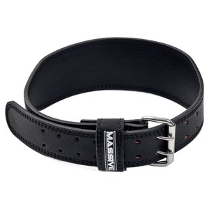 MASSIVE 헬스 프리미엄 가죽 중량벨트, 블랙, 735g
