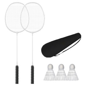 ELVEO 프리미엄 배드민턴 라켓 2인 세트, 1세트, 2 화이트