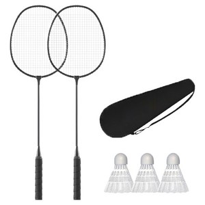 ELVEO 프리미엄 배드민턴 라켓 2인 세트, 1세트, 3 블랙