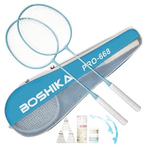 보시카 배드민턴 라켓 2p + 셔틀콕 3p + 헤드커버 2p + 그립밴드 2p + 가방 풀구성