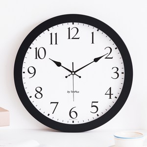 인테리어 원목 심플한 무소음 고급 벽 시계 블랙