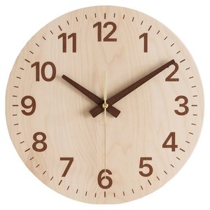 플라이토 국내산 자작나무 플랫 무소음 벽시계 26cm