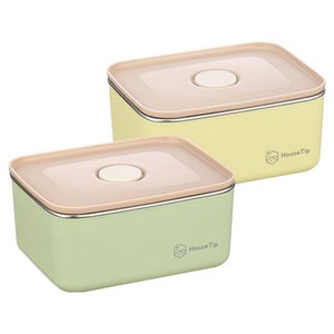 하우스팁 스텐 전자레인지 직장인 1단 런치박스 2종 세트
