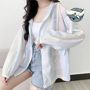 가볍고 스타일리시한 여성 후드 자켓 봄간절기 점퍼 후드자켓 야상 그라데이션 봄 바람막이 여성 간절기