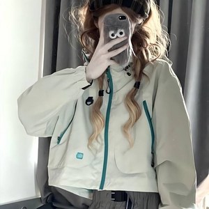 COSYEVNO 쇼트 바람막이 코트 여 봄 가을 신상 카고 재킷