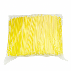 제이디팩 일자 빨대 7*210mm 노랑 개별포장 500개, 20세트, 500개입