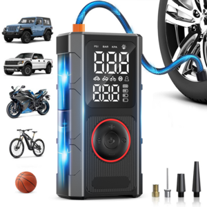 CCAGU 자동차 타이어 공기압 주입기 휴대용 무선 에어펌프 자전거 차량 용품 오토바이 축구공 에어매트 에어 콤프레샤, 블랙, 1세트