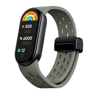 샤오미 스마트밴드 10 9 8 호환 벤티드 스포츠 실리콘 스트랩 마그네틱 디버클 통기성 시계줄