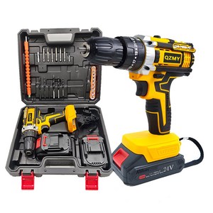 QZMY 24V 무선 전동 드릴 드라이버 고급형 충전 전기 드릴 고급형 베터리 풀세트, 1세트, 본품 + 배터리2개이상