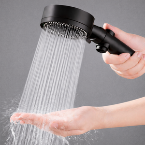 공온 6단 폭풍수압 집중분사 온오프 원터치 샤워기 헤드, 메탈 블랙, 1개