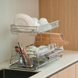 소벨 헤이븐 올스텐304 엠보형 식기건조대 측면형 풀세트, 단일색상, 1세트, 2단