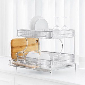 로긴 쟁반형 식기건조대, 2단, 은색, 1세트