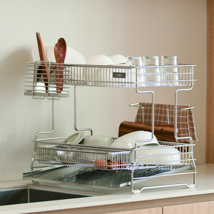 소벨 헤이븐 올스텐304 엠보형 식기건조대 정면형 풀세트, 2단, 단일색상, 1세트