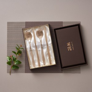 놋반 방짜유기 프리미엄 수저세트 민자 유기수저 2인 선물용, 1세트, 수저세트, 유기