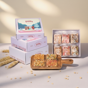 만나오란다 4종 세트 (중) 18개입 말랑말랑 플레인 땅콩 아몬드 딸기 맛 전통과자