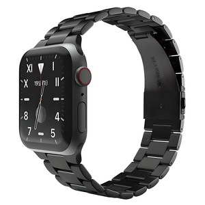 신지모루 3연 디자인 스테인리스 메탈 쥬빌레 밴드 스트랩 22mm, 블랙, 1개