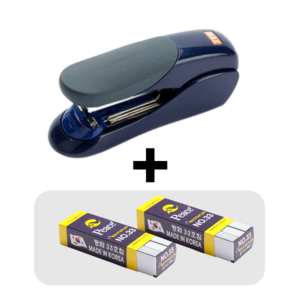 HD-50F 스테플러 블랙 부드러운 스테이플링 + 스테플러심 33호침 2갑 구성, 1세트