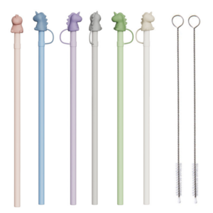 맬슨 실리콘 빨대 6p 스탠리 텀블러 호환 + 빨대마개 일체형 + 세척솔 세트, 1세트, 6개입
