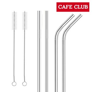 아이메이트 스테인레스 일자형 빨대 2p + 커브형 빨대 2p + 세척솔 2p