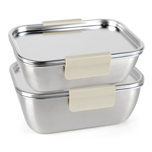 국산 올스텐 크림 스텐밀폐용기, 5호 1200ml+6호 1500ml, 1개