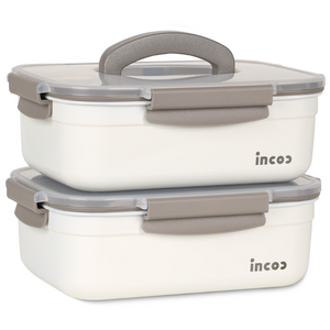 인콕 스텐콕 크림 스텐밀폐용기 직사각 핸디 2호, 2개, 2.8L