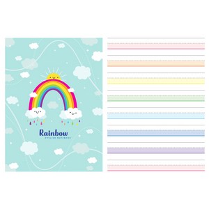 잉글리쉬 아뜰리에 18mm 레인보우 넓은칸 3줄 영어공책 영어노트 제본