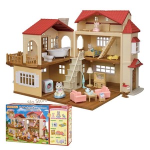 실바니안패밀리 비밀 다락방이 있는 불이 들어오는 빨간지붕 이층집 5756