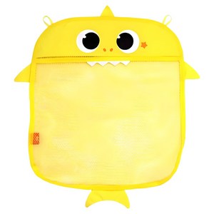 핑크퐁 욕실 장난감 정리망 + 흡착판 그물망 목욕용품 샤워, 옐로우(아기상어), 1개