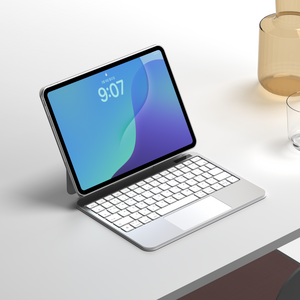 [풀 알루미늄 바디] 링크프로 아이패드 매직키보드 케이스 에어4 5 6 7세대 M2 프로3/4/5/6세대 11/12.9/13인치 블루투스 한글각인 백라이트 구조독 호환, 1개, 화이트