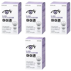 건조한 눈을 개선하는데 특허받은 눈영양제 아이존 3+1, 4박스, 60정