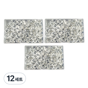 문구담 귀여운 하트모양 압정 세트 투명, 50개입, 12세트