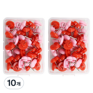 문구담 귀여운 하트모양 압정 핑크레드, 10개, 50개입