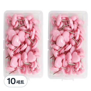 문구담 귀여운 하트모양 압정 세트 핑크, 50개입, 10세트