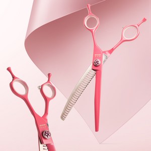 [APS-7028C] 아키즈 애착가위 전문가용 요술가위 민가위 숱가위 커브가위 애견미용가위, 3개, 핑크