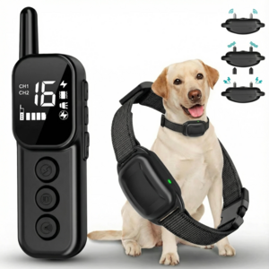 Mochae 짖음방지기 애견 무선 훈련 목걸이 강아지 원격조종 진동경고 전기충격 자극형 방수, 1개, 블랙