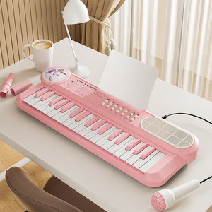 초보자 교습용 37키 전자키보드 피아노 마이크 포함 어린이 음악학습 장난감 키보드