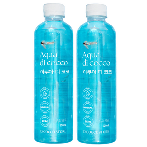 아쿠아디코코 pH 7.5 약 알칼리성 물 미네랄 워터 미세플라스틱 없는 깨끗하고 안전한 프리미엄 최고급 물 (FDA 할랄 인증, 칼슘 칼륨 규소 마그네슘 함유), 100개, 500ml