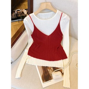 Kdragon 브이넥 뷔스티에 슬림핏 니트 긴팔 니트 세트